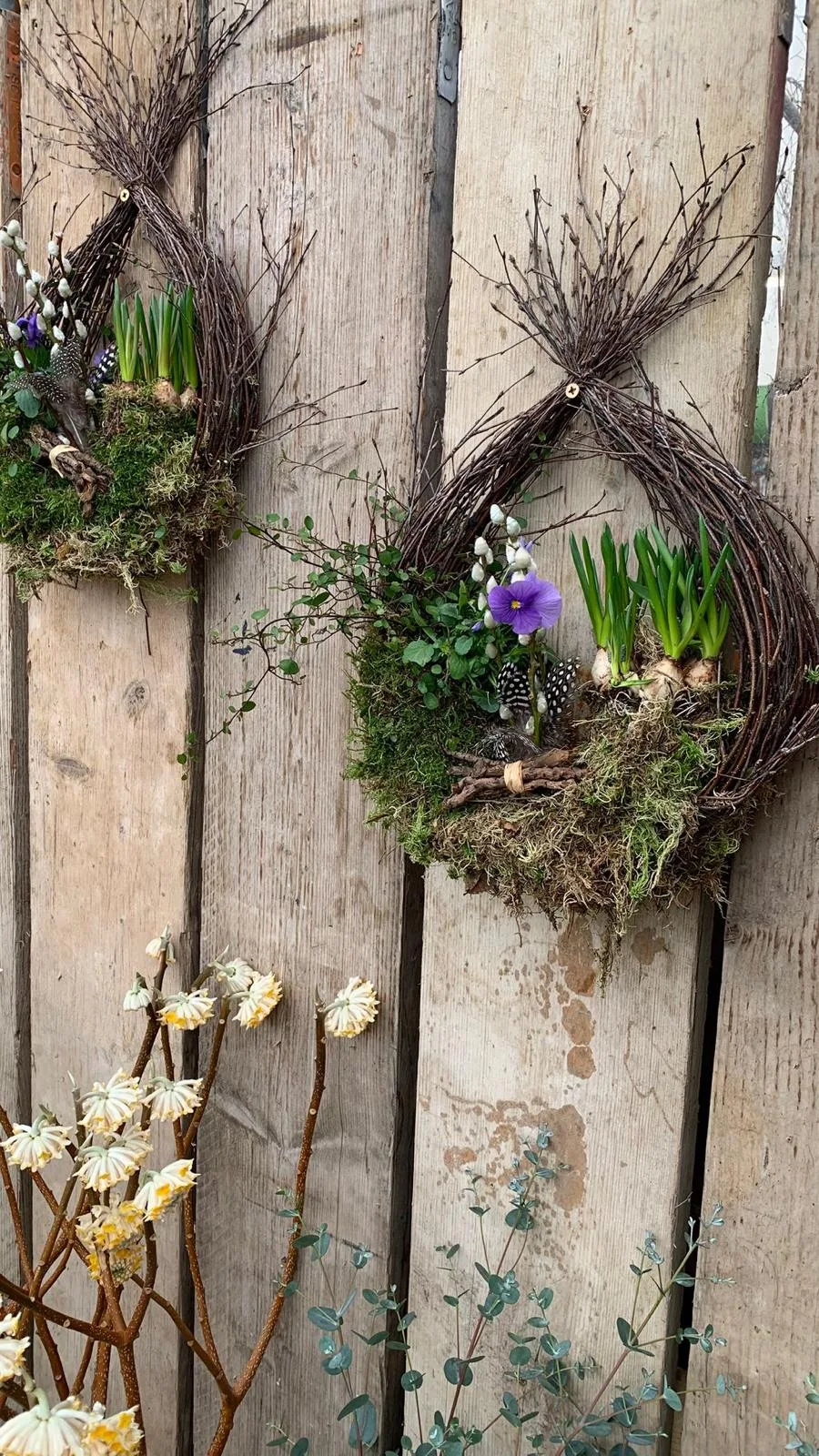 Natural living wreath created by Moo's Flowers for a Colchester home